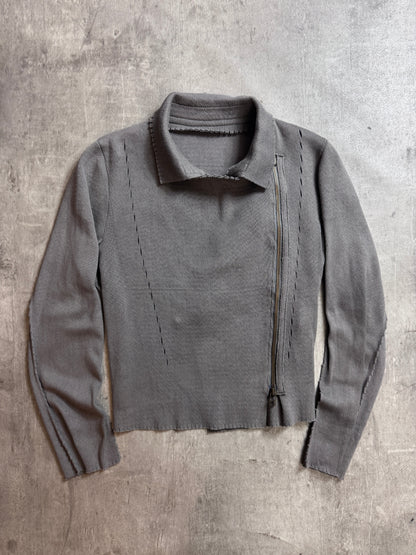 Issey Miyake Micro Rib Lettuce Trim Asymmetrical Cadigan