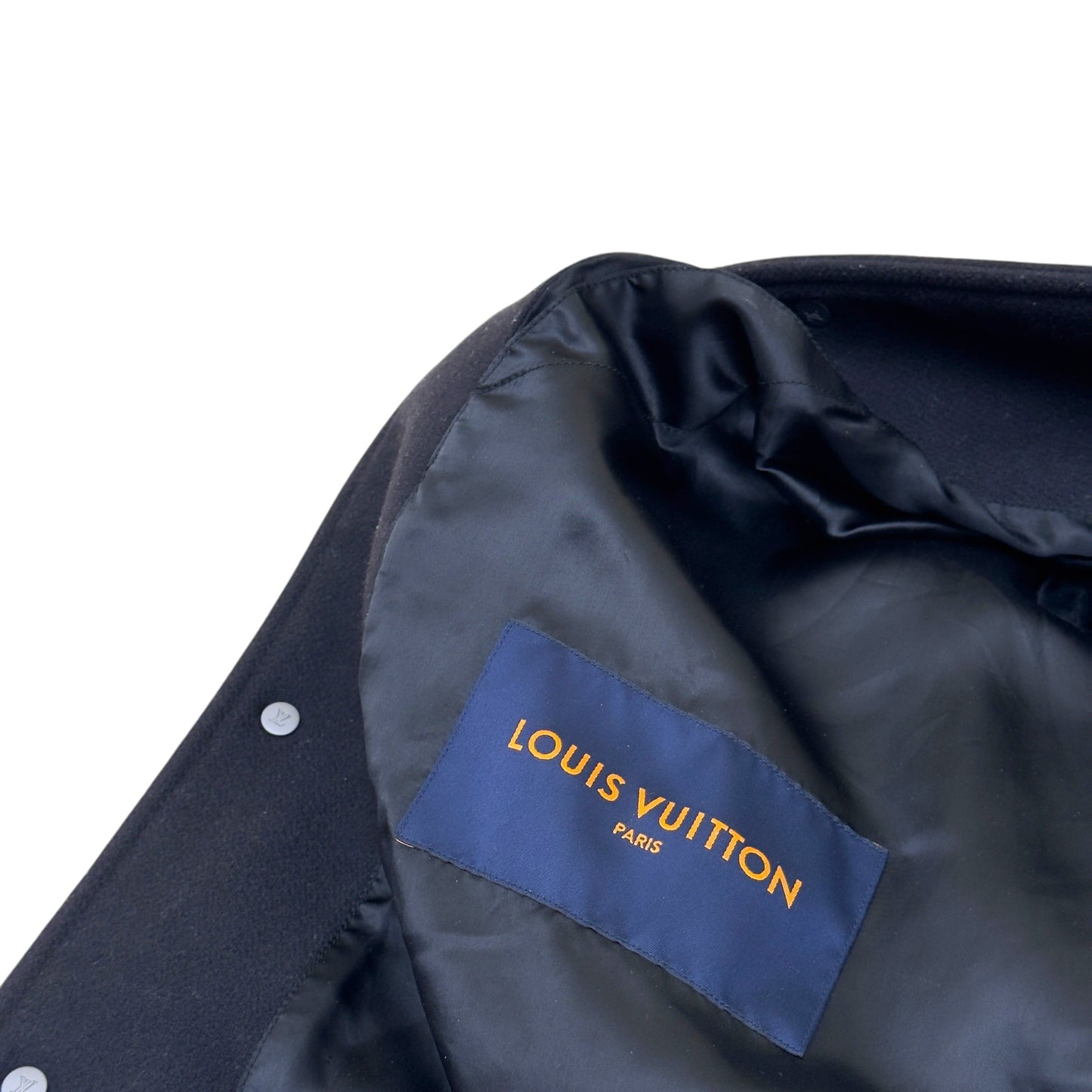 LOUIS VUITTON LV VARSITY LEATHER / WOOL BLOUSON JACKET 46 / XXL | XXL, Navy