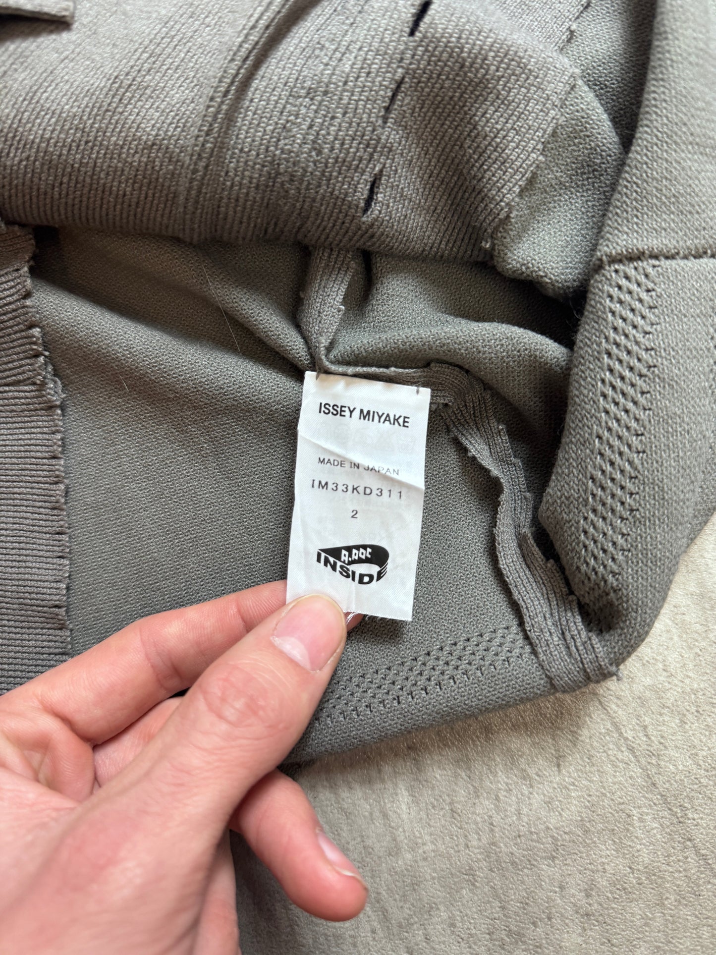 Issey Miyake Micro Rib Lettuce Trim Asymmetrical Cadigan