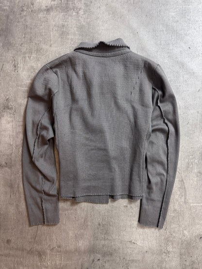 Issey Miyake Micro Rib Lettuce Trim Asymmetrical Cadigan