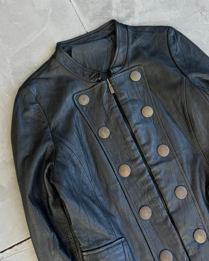90's Leather Jacket with Metal Studs - S/M