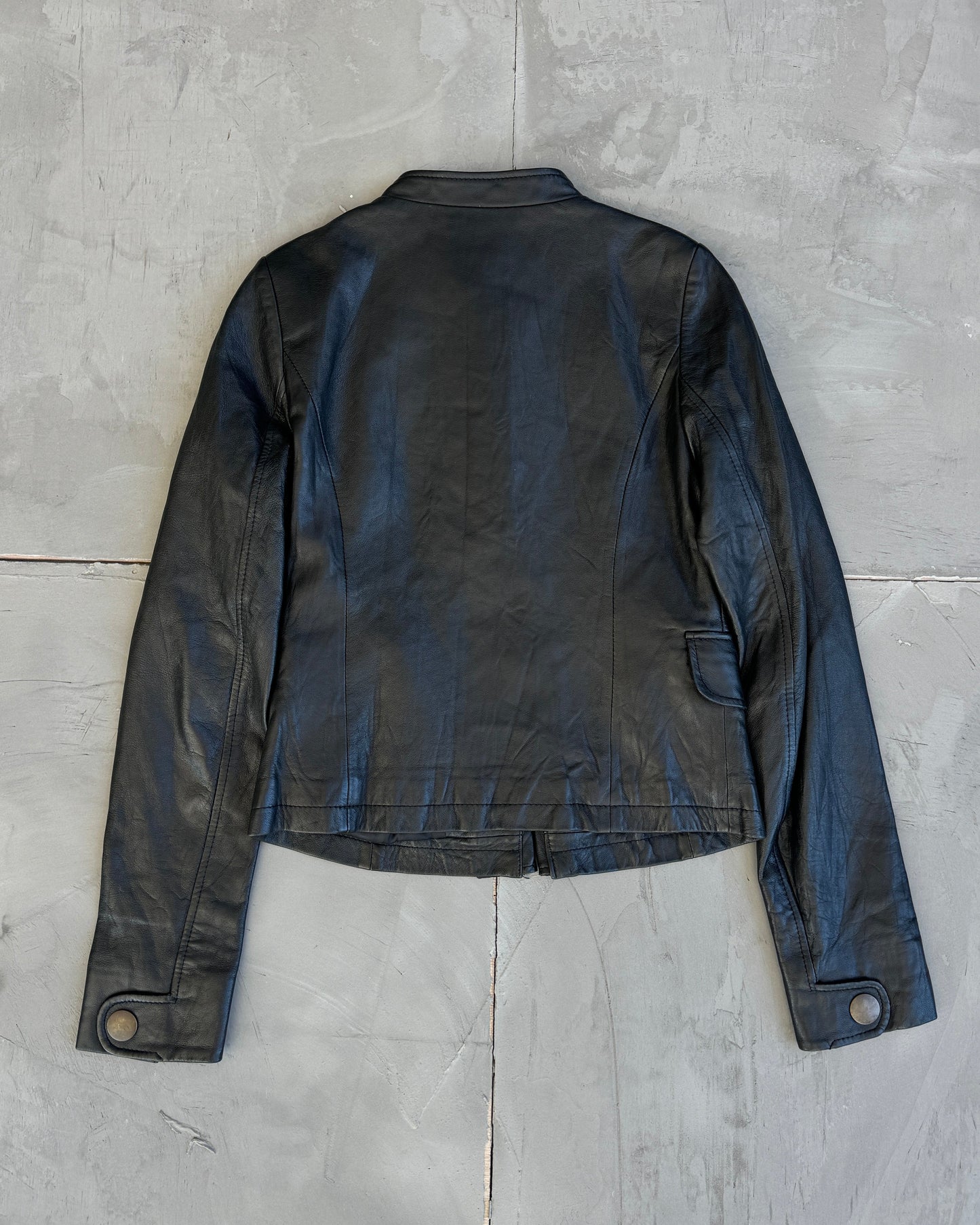 90's Leather Jacket with Metal Studs - S/M
