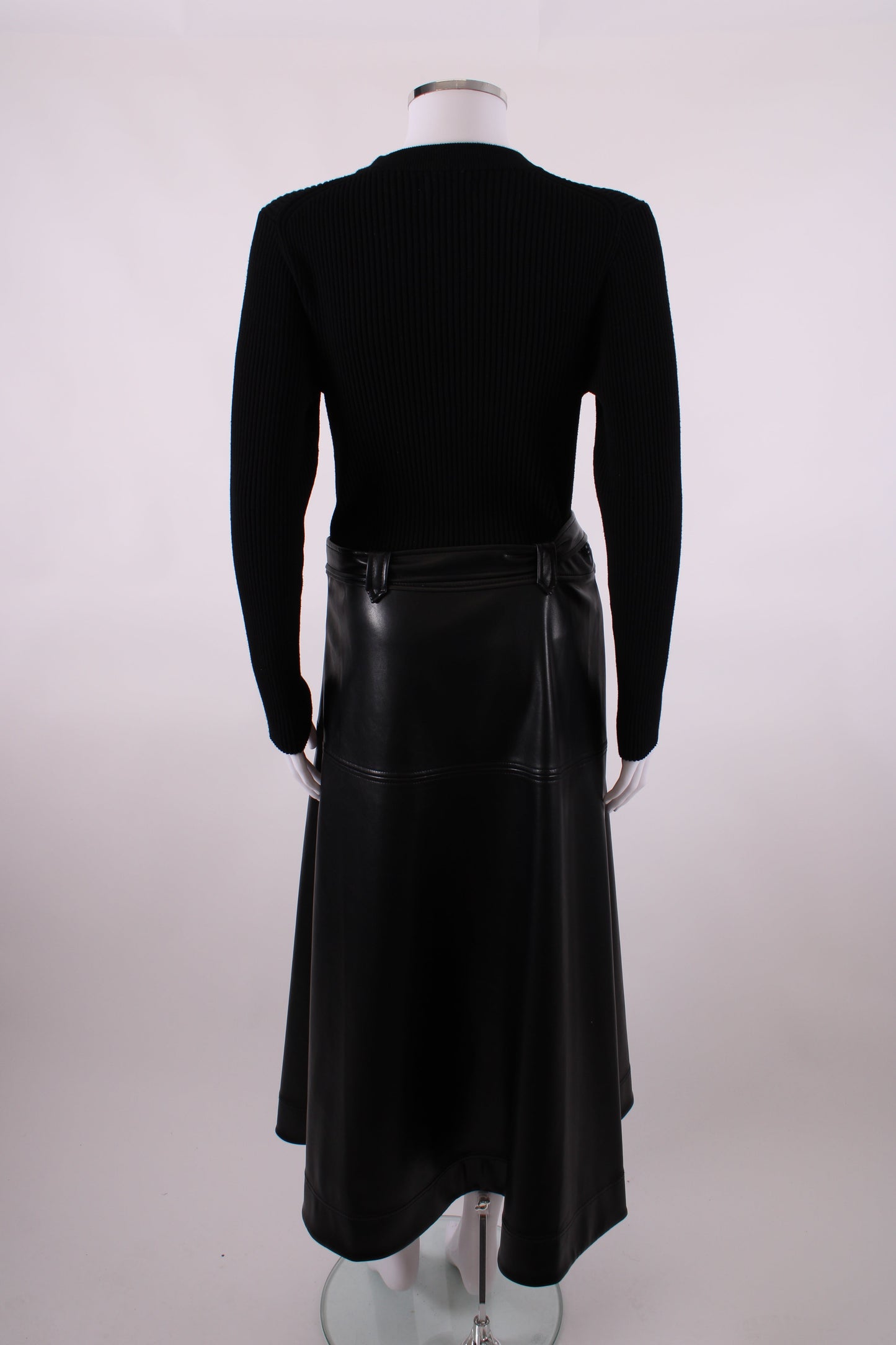 Simkhai L/S Rib Knit Faux Leather Dress Black M | Medium, Black