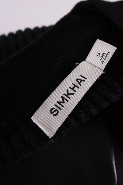 Simkhai L/S Rib Knit Faux Leather Dress Black M | Medium, Black
