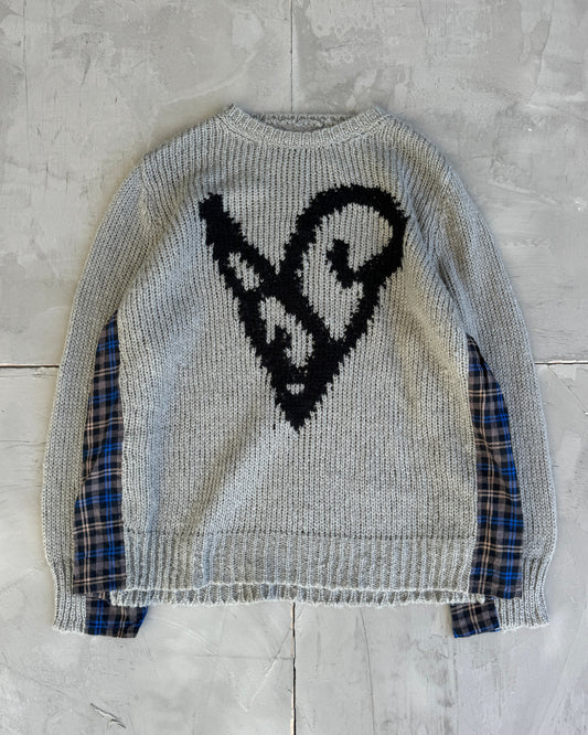 Acne Studios FW24 Wool Check & Heart Knit Sweatshirt