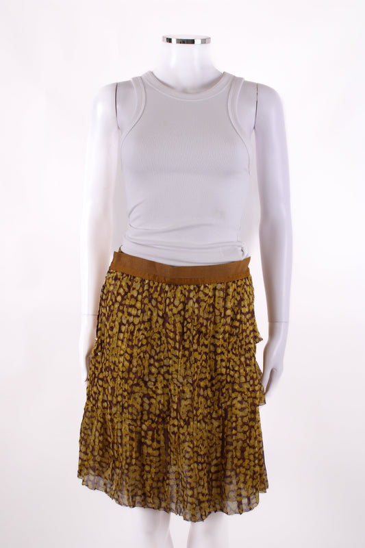 Louis Vuitton Print Pleated Skirt Yellow/ Plum 12 | O/S, Yellow