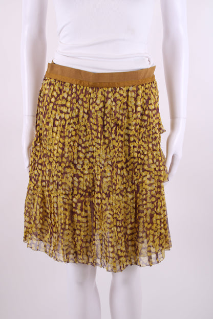 Louis Vuitton Print Pleated Skirt Yellow/ Plum 12 | O/S, Yellow