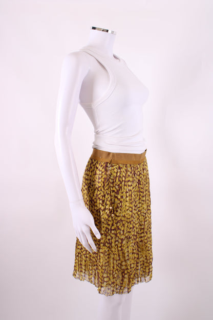 Louis Vuitton Print Pleated Skirt Yellow/ Plum 12 | O/S, Yellow