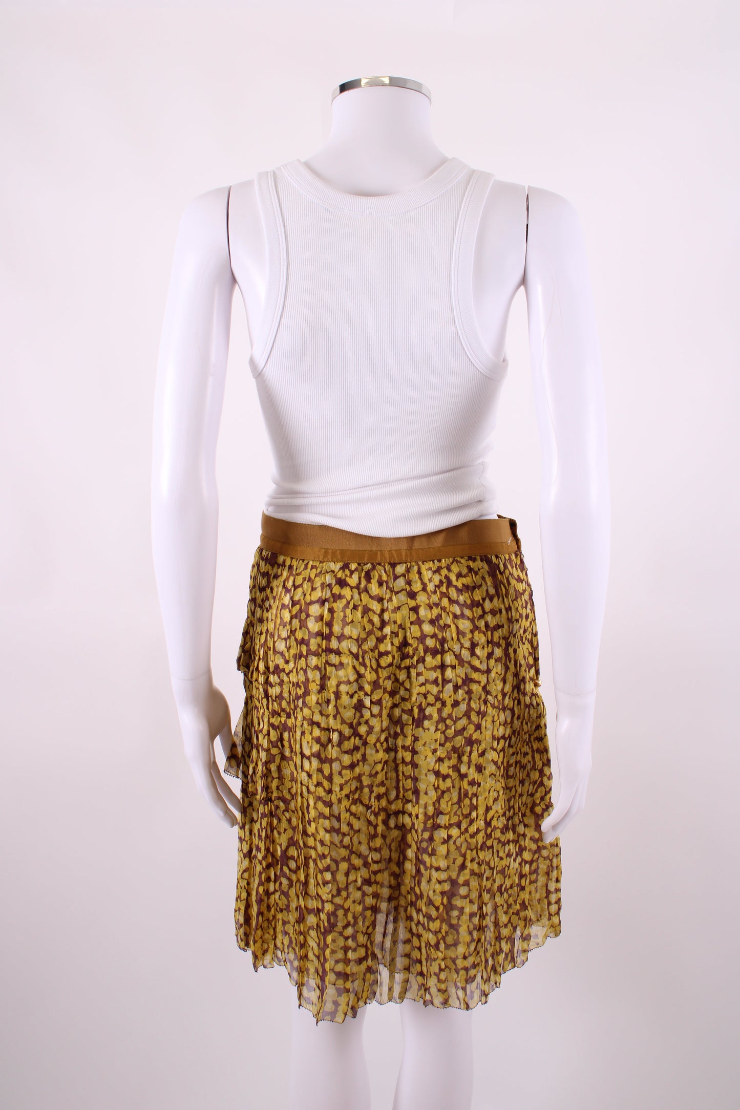 Louis Vuitton Print Pleated Skirt Yellow/ Plum 12 | O/S, Yellow