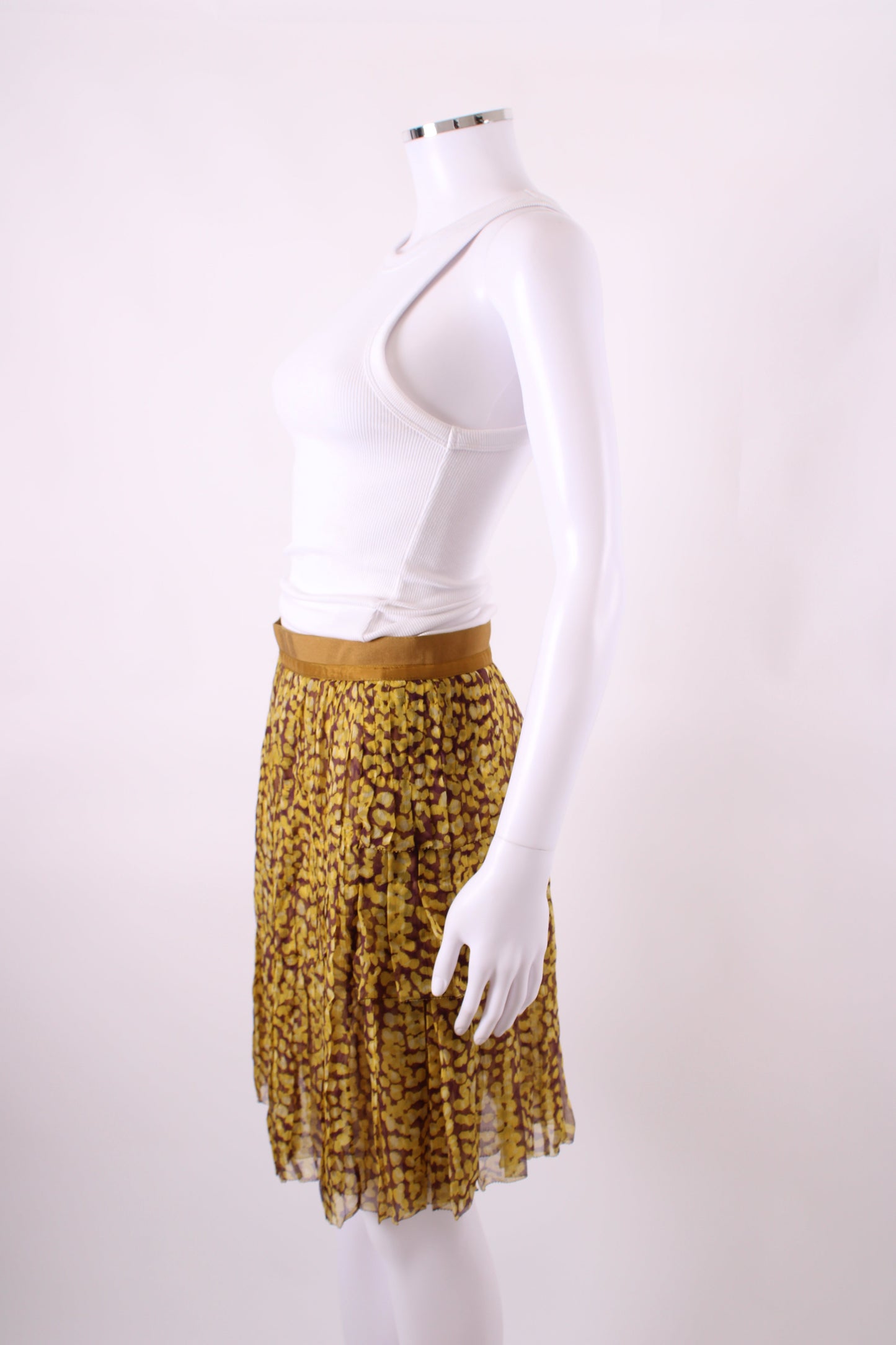 Louis Vuitton Print Pleated Skirt Yellow/ Plum 12 | O/S, Yellow