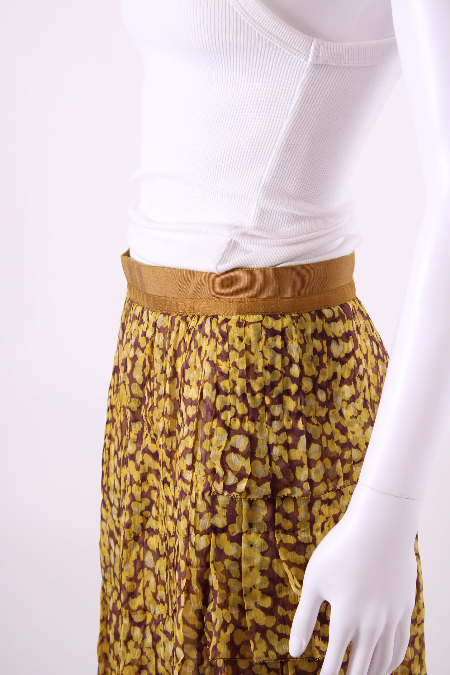 Louis Vuitton Print Pleated Skirt Yellow/ Plum 12 | O/S, Yellow