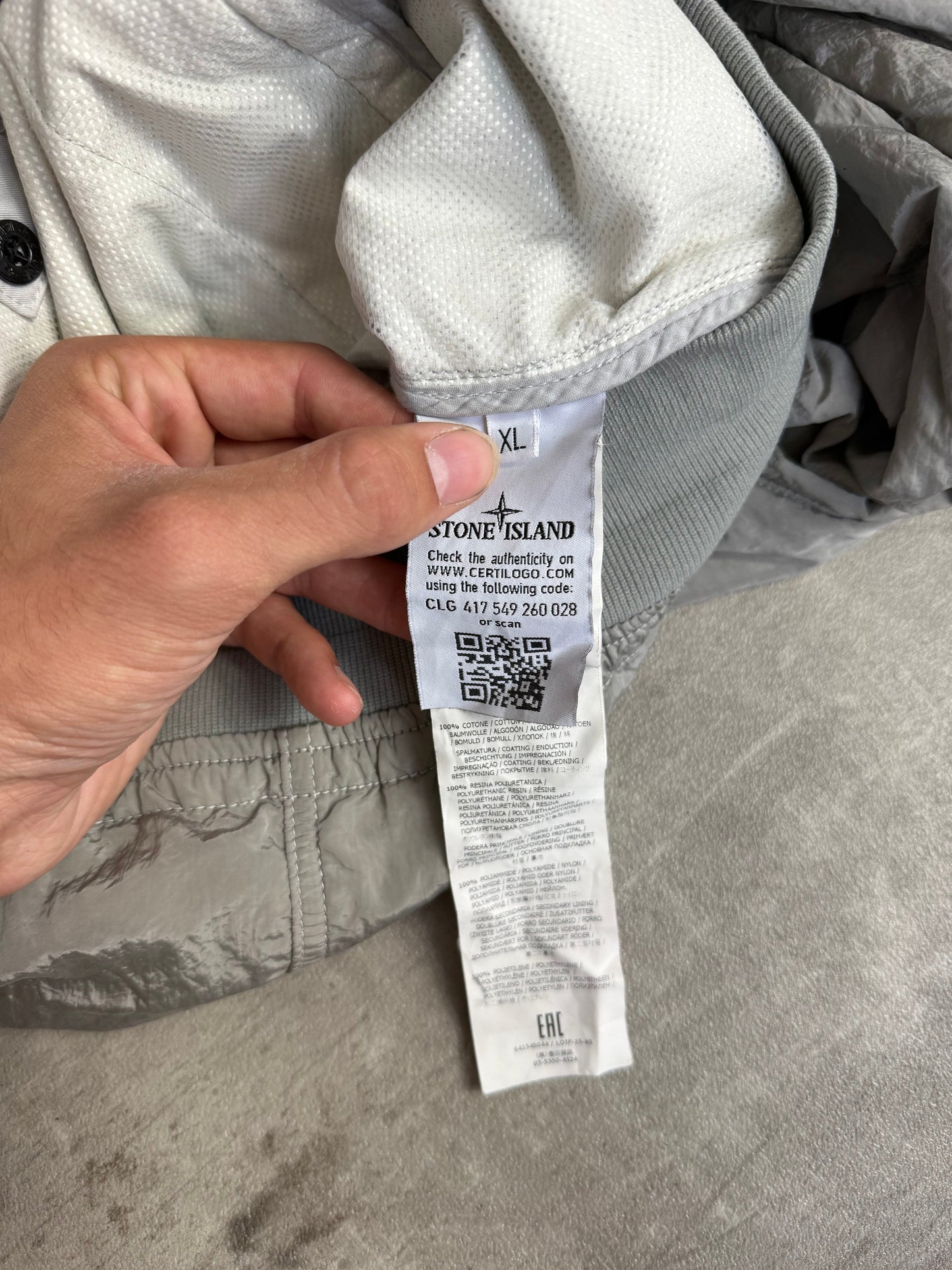 S/S2016 Stone Island Silver Nylon Metal Tyvek Shield Jacket