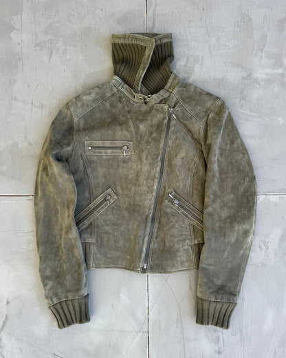 Equation Asymmetric Suede Jacket with Oversized Collar - M/L