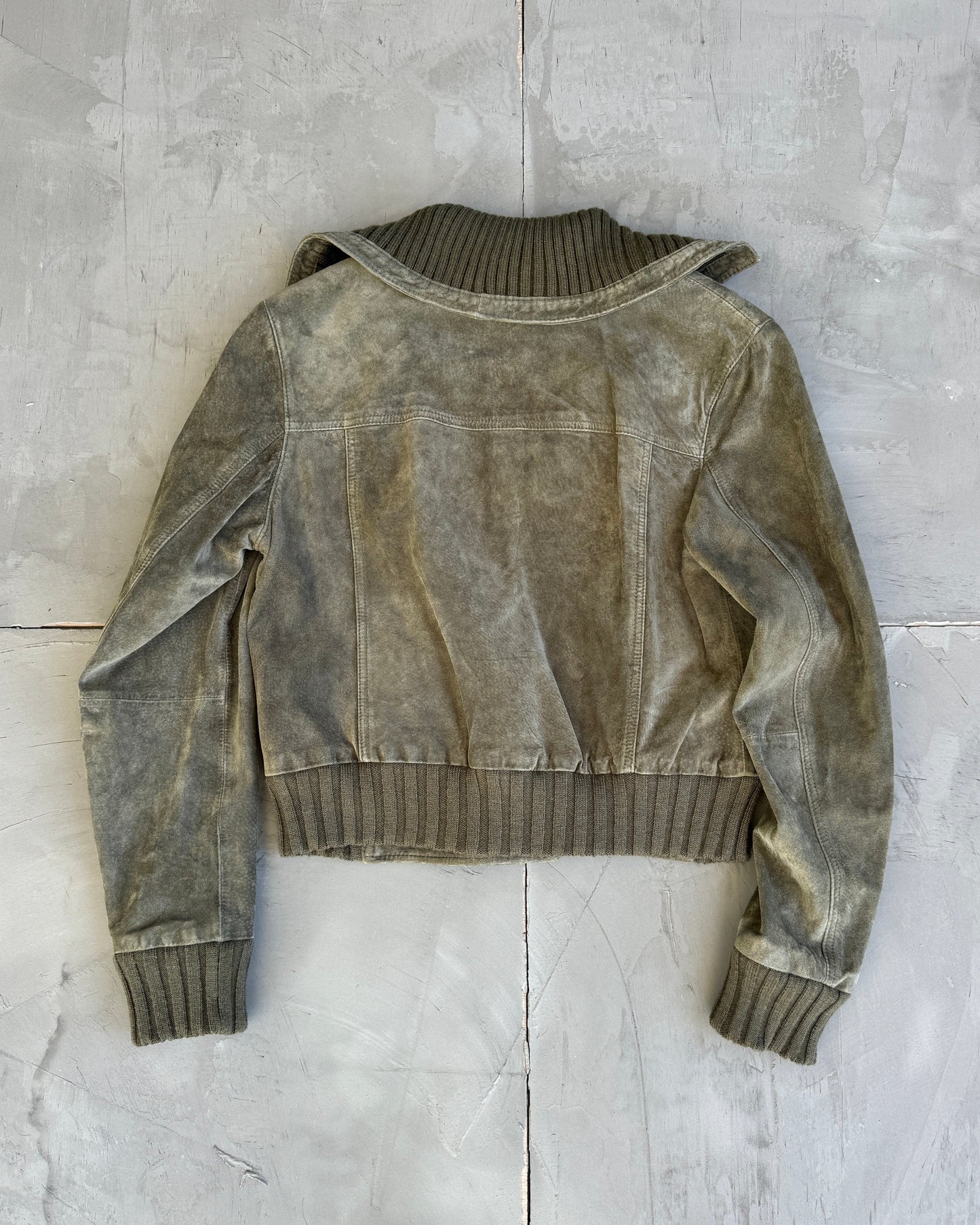 Equation Asymmetric Suede Jacket with Oversized Collar - M/L