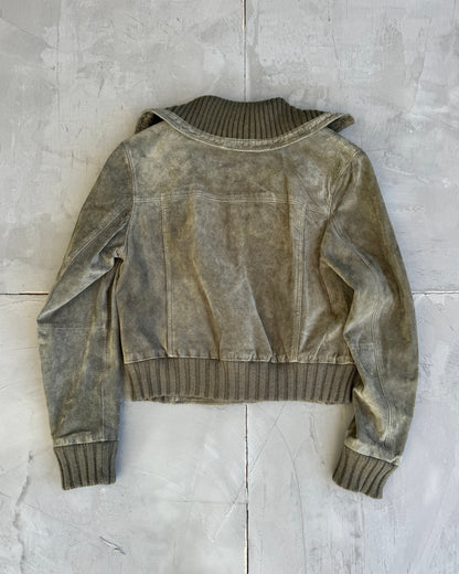 Equation Asymmetric Suede Jacket with Oversized Collar - M/L