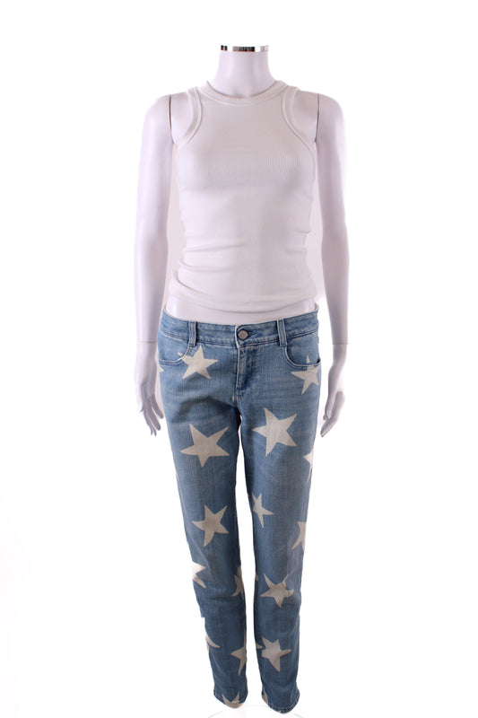 Stella McCartney Star Print Jeans Denim/ White 29W | O/S, Blue
