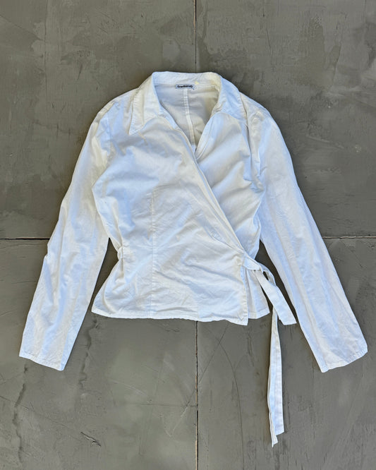 Cacharel Wrap Around White Shirt Top - S/M