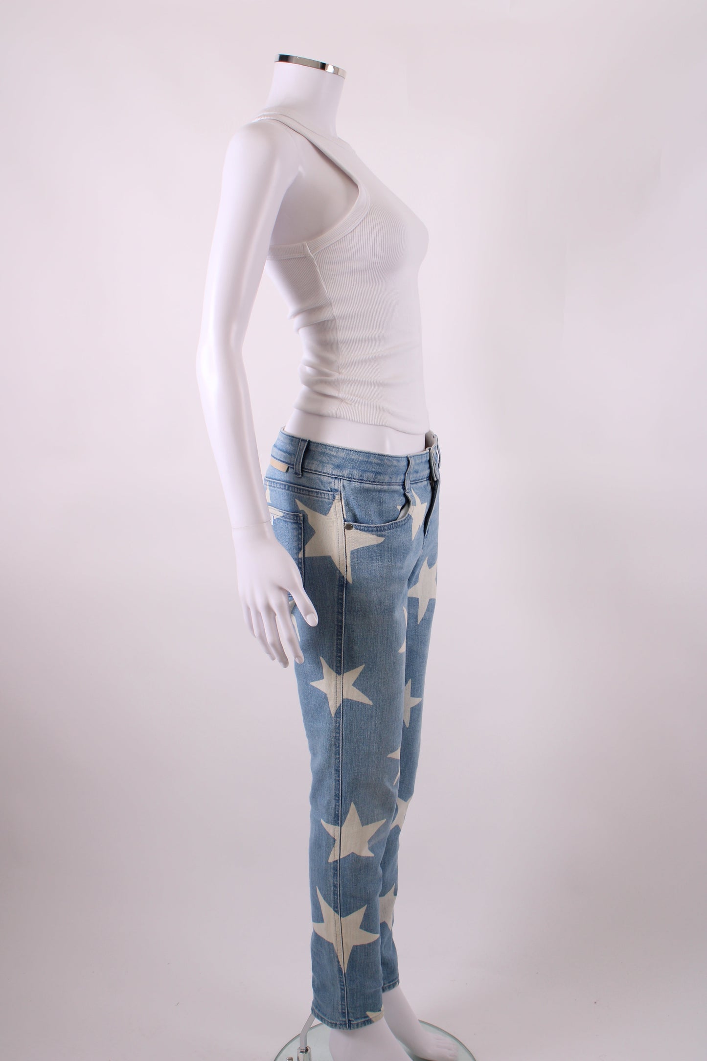 Stella McCartney Star Print Jeans Denim/ White 29W | O/S, Blue