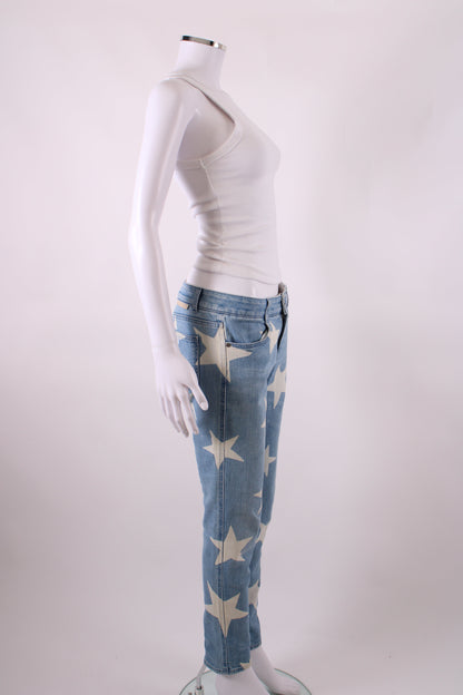 Stella McCartney Star Print Jeans Denim/ White 29W | O/S, Blue