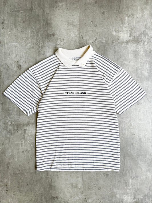 S/S 1992 Stone Island Striped Button Neck Tee