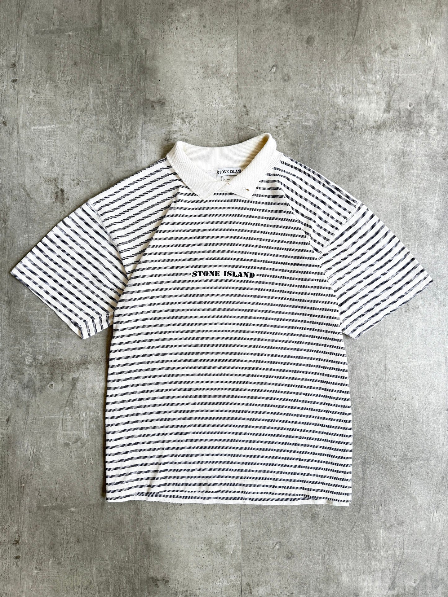 S/S 1992 Stone Island Striped Button Neck Tee
