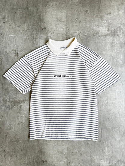 S/S 1992 Stone Island Striped Button Neck Tee