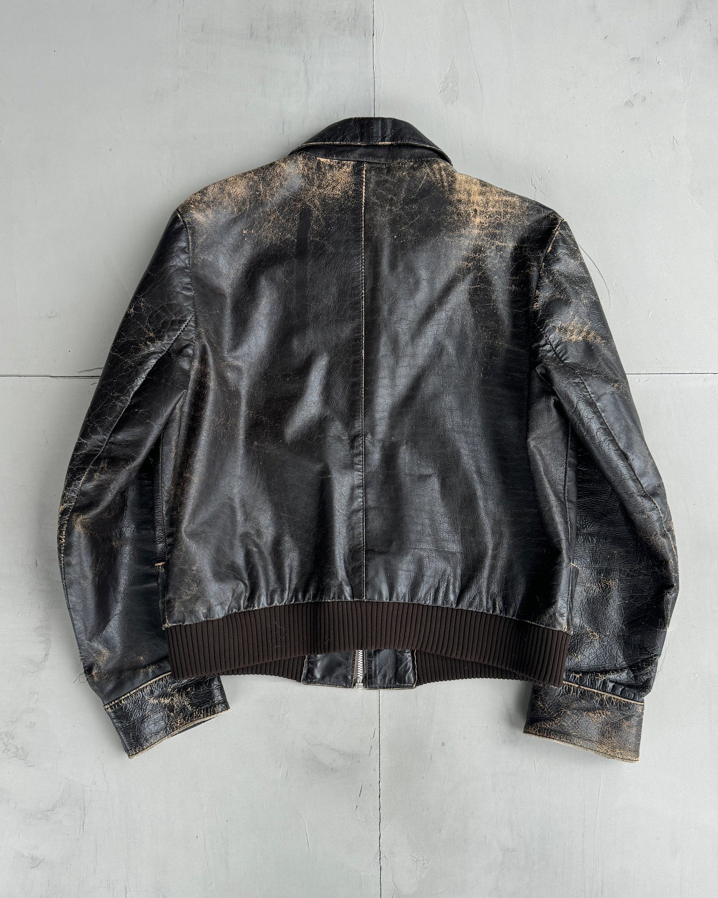 80'S WASHED LEATHER JACKET - S/M | S/M, Brown