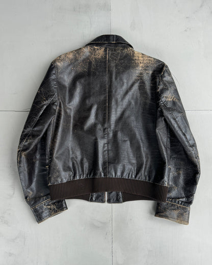 80'S WASHED LEATHER JACKET - S/M | S/M, Brown