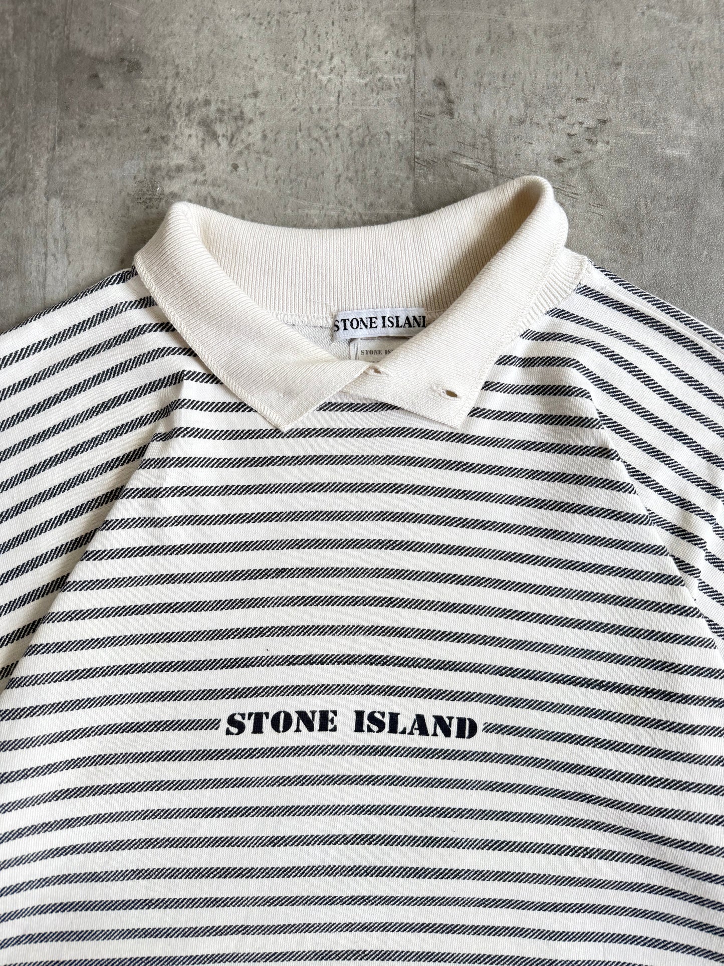 S/S 1992 Stone Island Striped Button Neck Tee