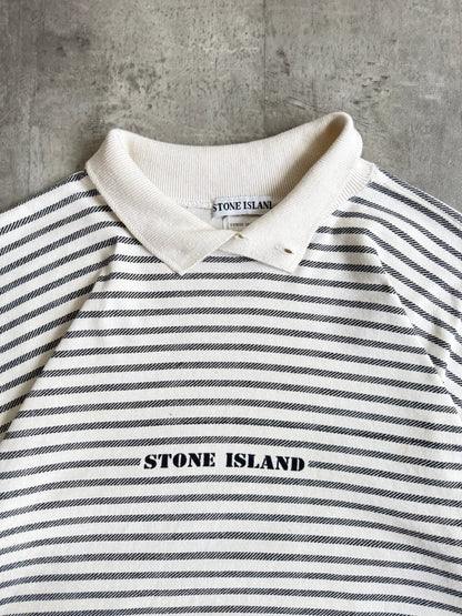 S/S 1992 Stone Island Striped Button Neck Tee