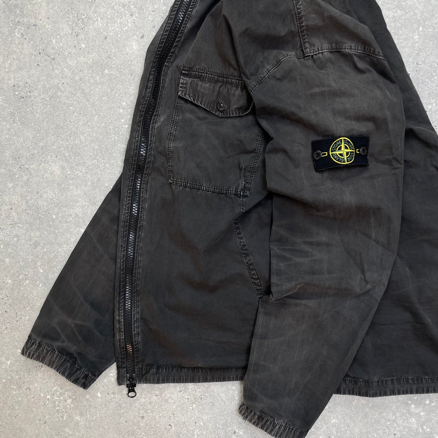 Stone Island Black Brushed Cotton Hooded Overshirt Jacket | X-Large, Black