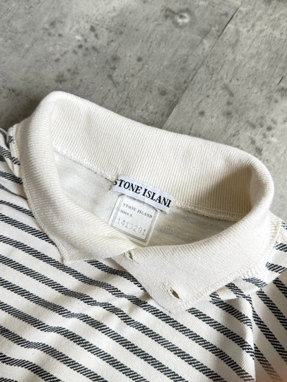 S/S 1992 Stone Island Striped Button Neck Tee