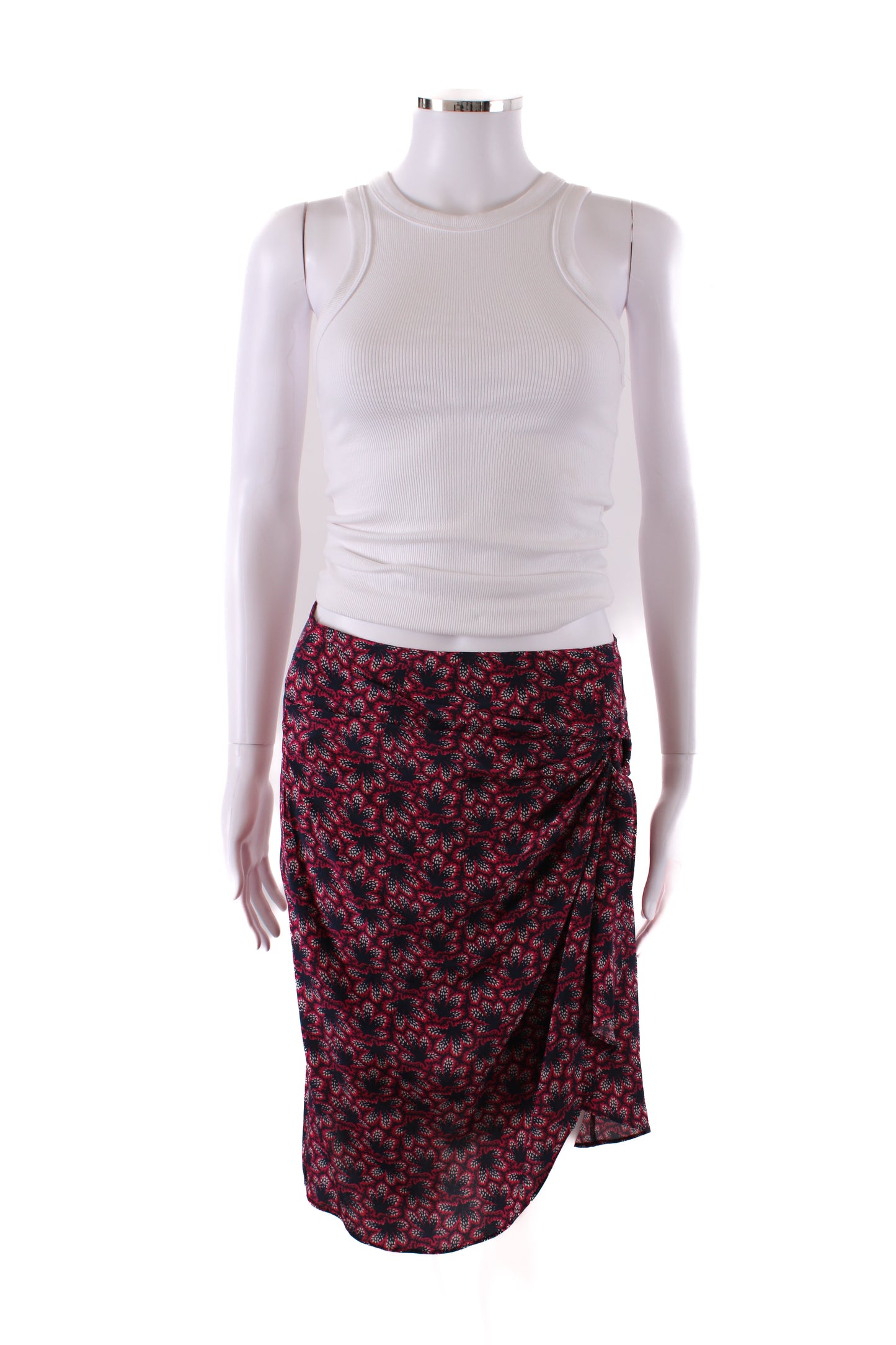 Isabel Marant Leaf Print Skirt Navy/ Raspberry 10 | O/S, Navy