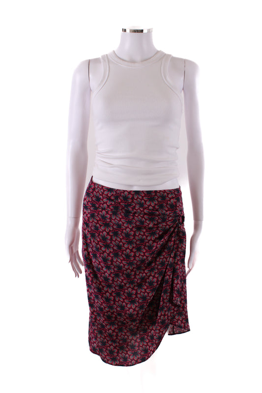 Isabel Marant Leaf Print Skirt Navy/ Raspberry 10 | O/S, Navy
