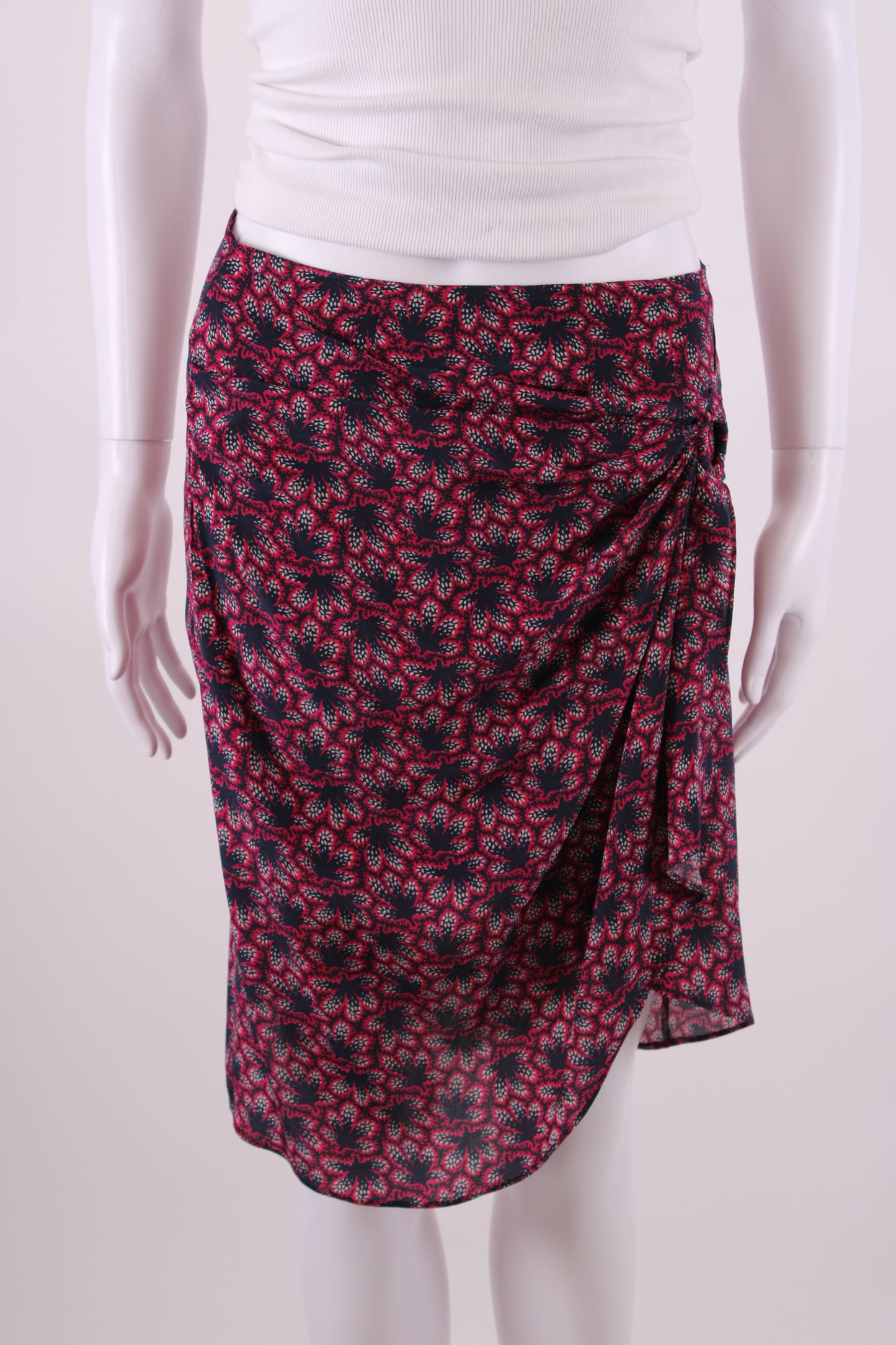 Isabel Marant Leaf Print Skirt Navy/ Raspberry 10 | O/S, Navy