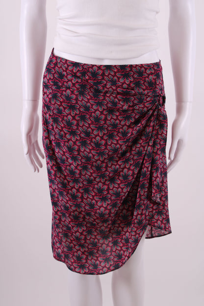 Isabel Marant Leaf Print Skirt Navy/ Raspberry 10 | O/S, Navy