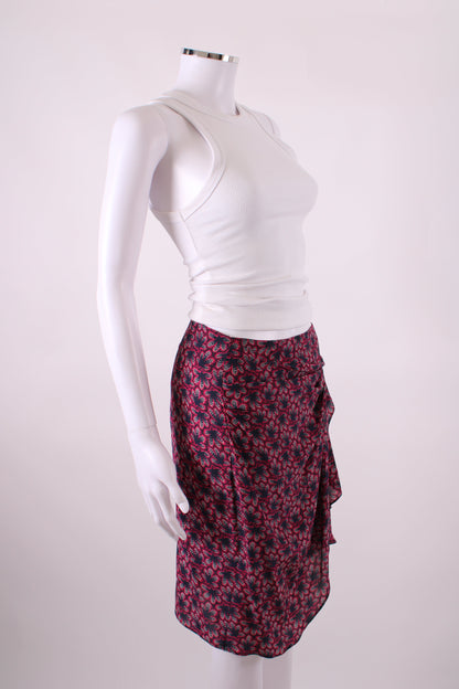 Isabel Marant Leaf Print Skirt Navy/ Raspberry 10 | O/S, Navy