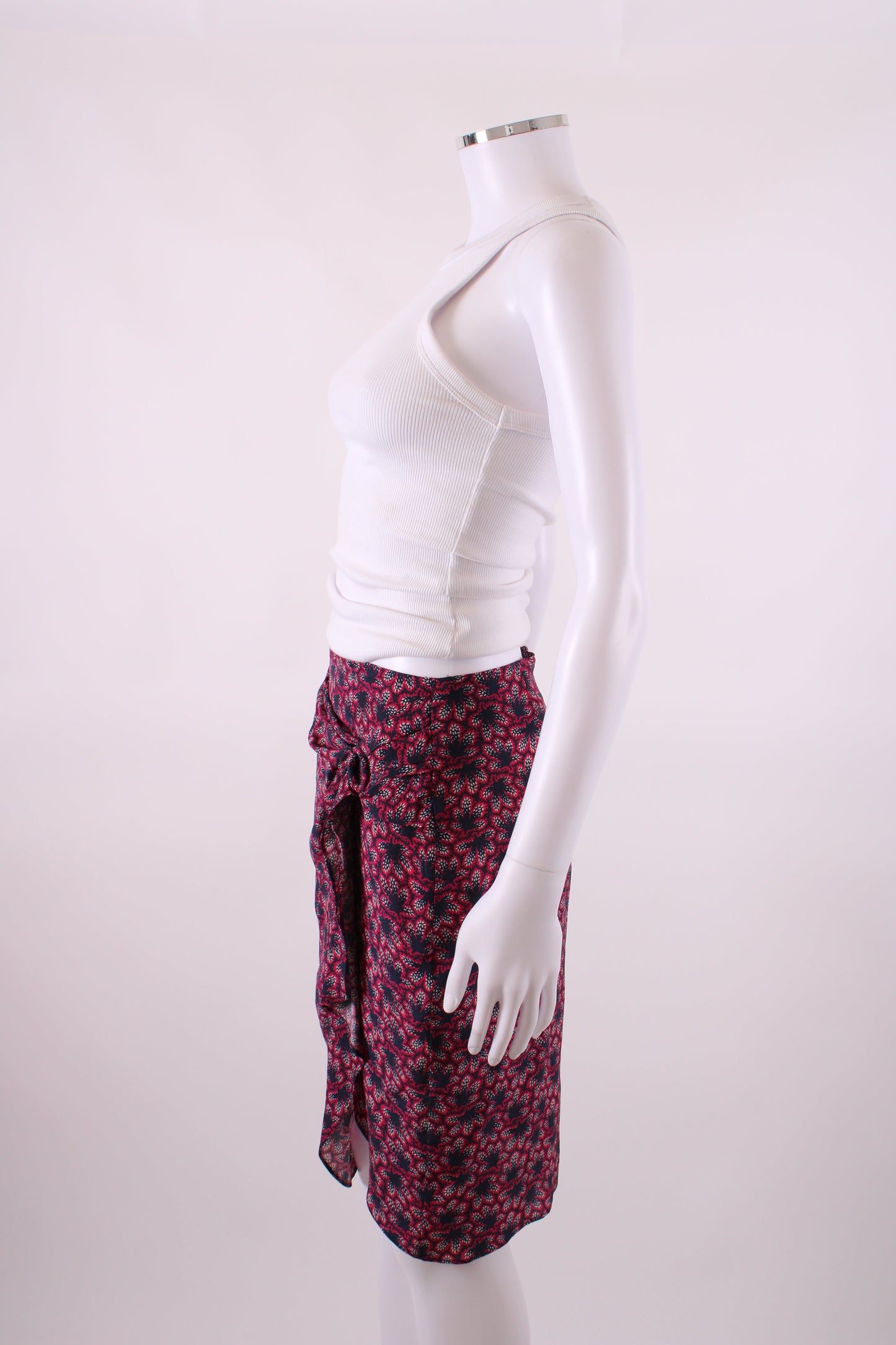 Isabel Marant Leaf Print Skirt Navy/ Raspberry 10 | O/S, Navy