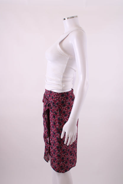 Isabel Marant Leaf Print Skirt Navy/ Raspberry 10 | O/S, Navy