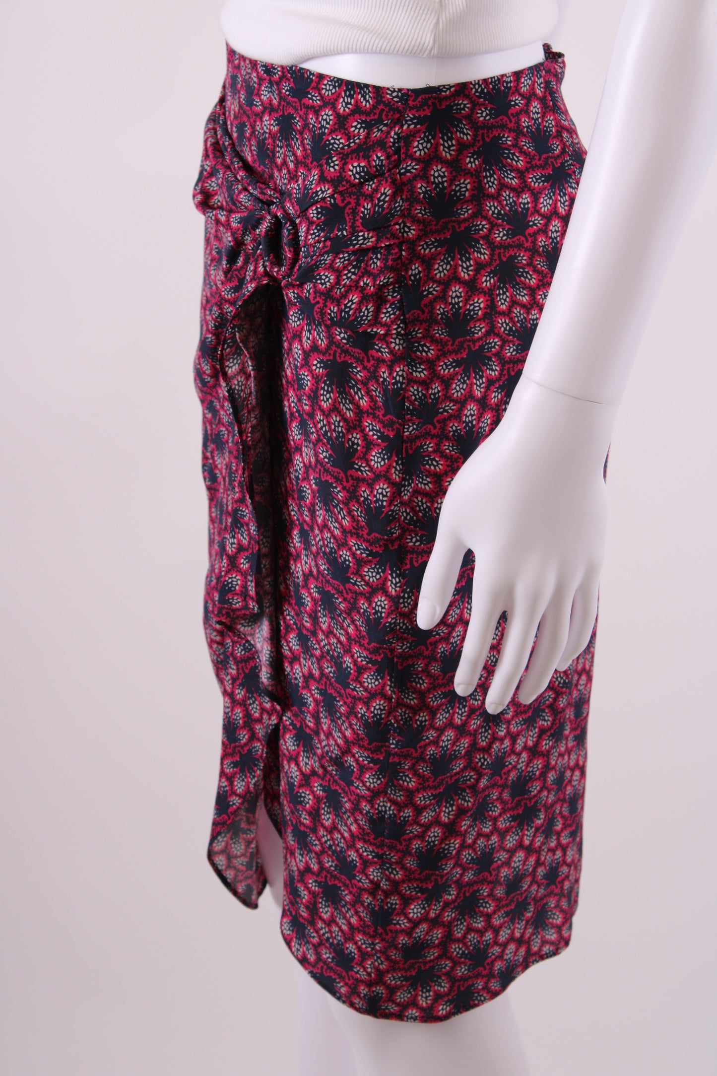 Isabel Marant Leaf Print Skirt Navy/ Raspberry 10 | O/S, Navy