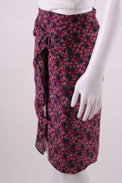 Isabel Marant Leaf Print Skirt Navy/ Raspberry 10 | O/S, Navy