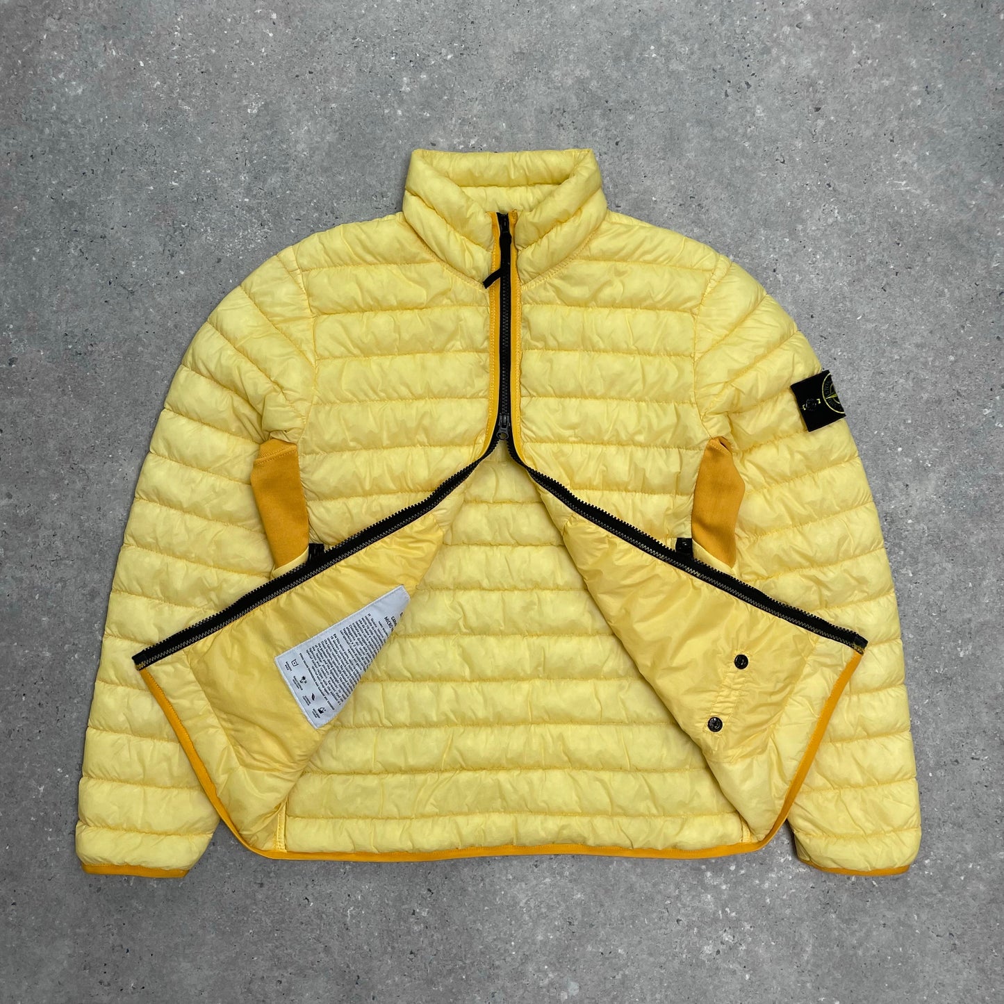 Stone Island Yellow Garment Dyed Micro Yarn Lightweight Down Jacket | Small, Multicoloured