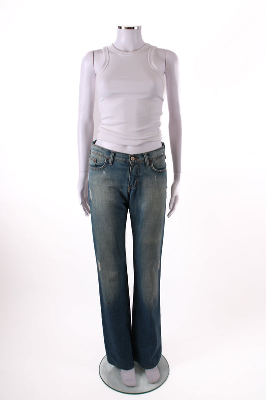 Versace Jeans Couture Vintage Rhinestone Logo Jeans Denim 26W | O/S, Light Wash Blue