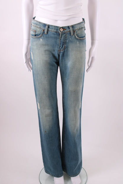 Versace Jeans Couture Vintage Rhinestone Logo Jeans Denim 26W | O/S, Light Wash Blue