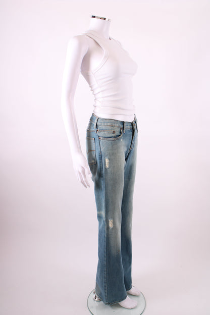Versace Jeans Couture Vintage Rhinestone Logo Jeans Denim 26W | O/S, Light Wash Blue