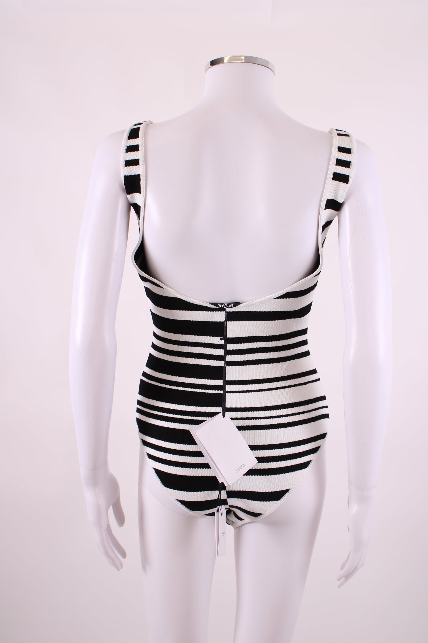 Balmain Stripe Knit Bodysuit Black/White 36 | O/S, Black