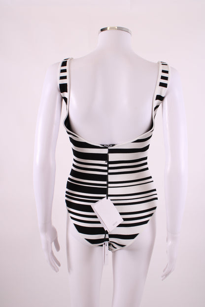 Balmain Stripe Knit Bodysuit Black/White 36 | O/S, Black