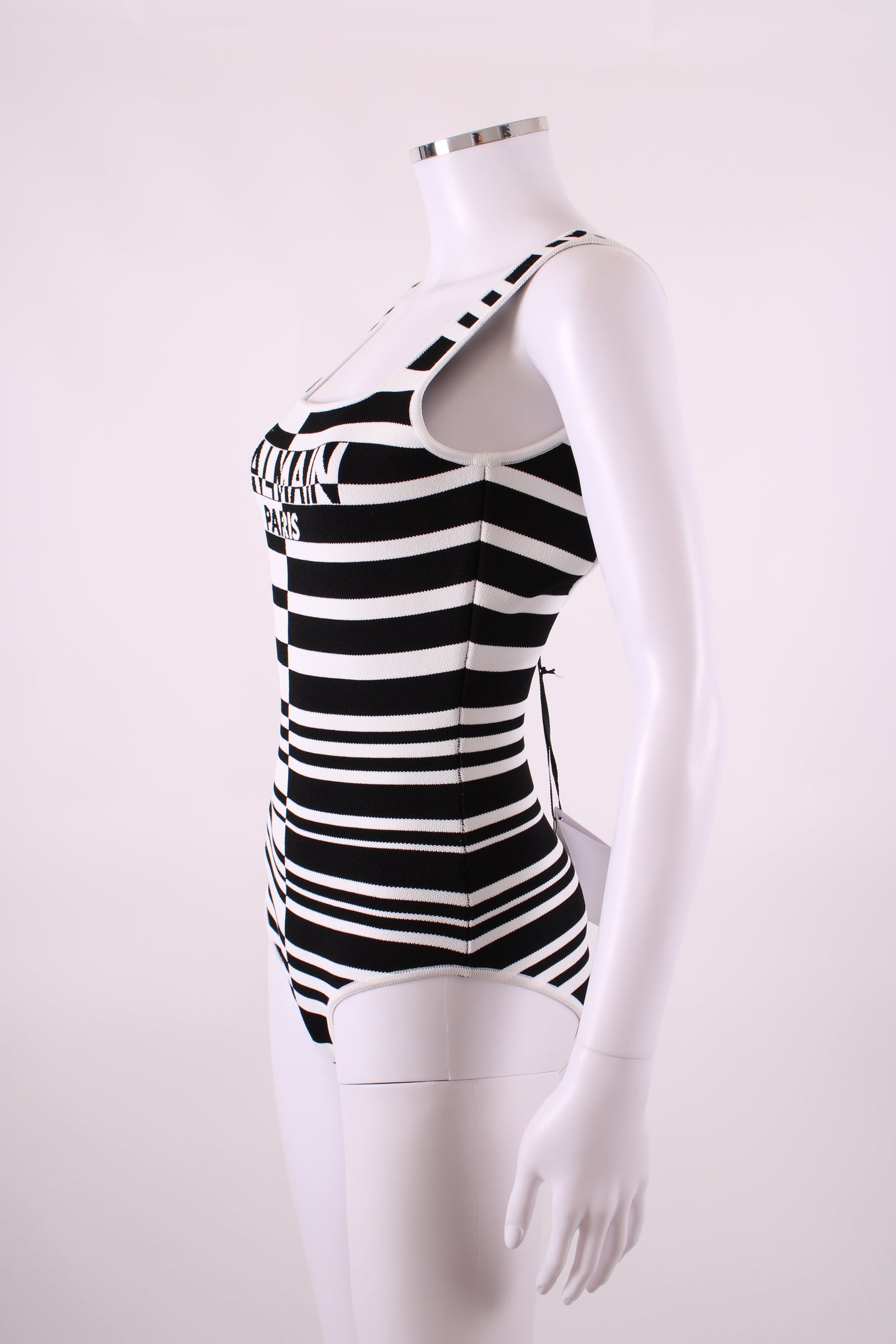 Balmain Stripe Knit Bodysuit Black/White 36 | O/S, Black