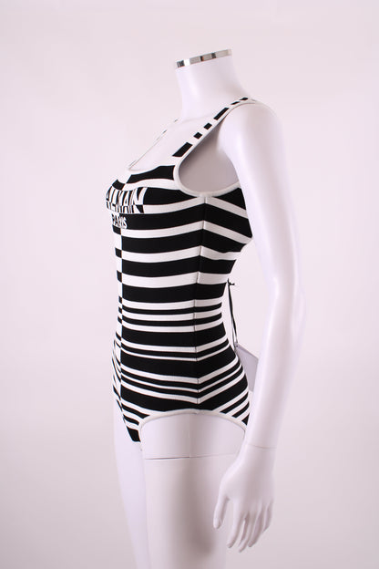 Balmain Stripe Knit Bodysuit Black/White 36 | O/S, Black