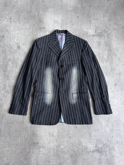 Cavalli Pinstripe Fade Effect Blazer Jacket
